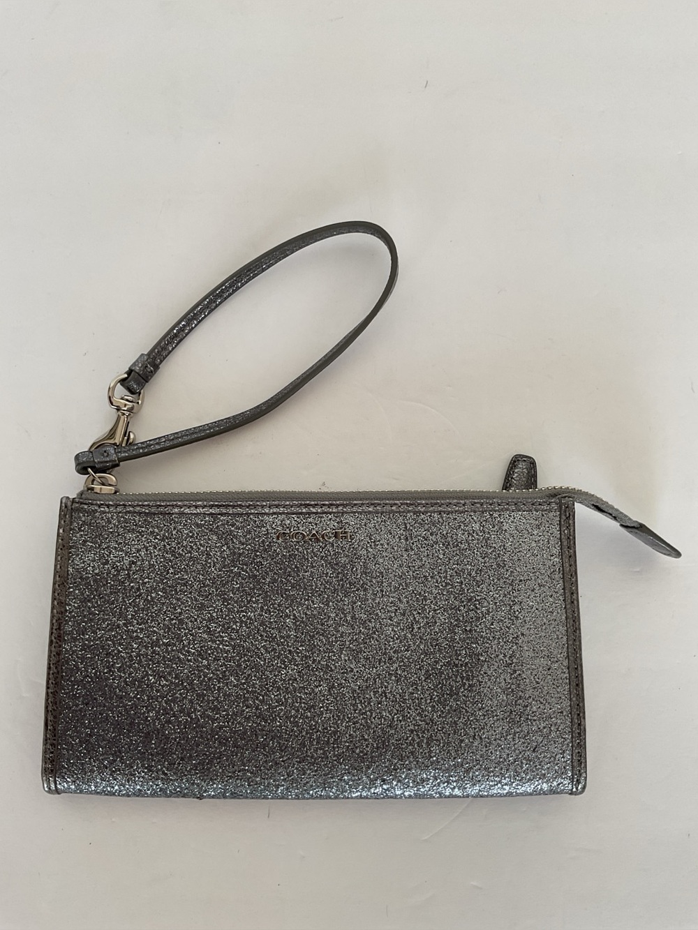 Coach Silver Glitter Phone Wallet Wristlet NWOT